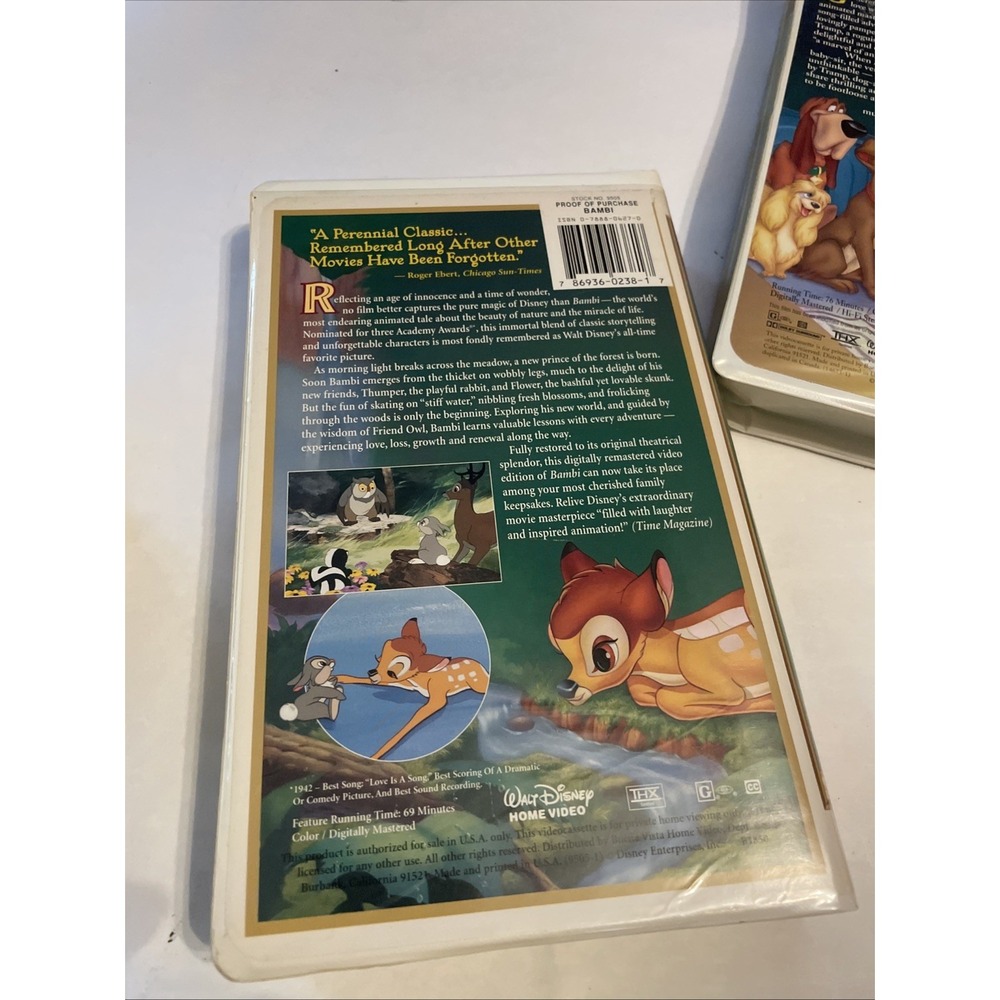 Disney VHS Classics Lot –Bambi, Lady And Tramp And Sleeping Beauty Fully Restore - Picture 7 of 7